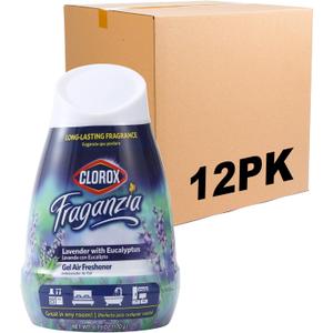 Clorox Fraganzia Gel Air Freshener Cone, Lavender Scent - No-Plug, Battery-Free Air Freshener for Small Rooms, Closets, Kitchens, Bathrooms, Offices and More, 6 Ounce - 12 Pack