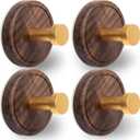 Besti Shower Suction Cup Hooks, Strong Suction Power, Towel Hooks for Shower Glass Door, Bathroom, Kitchen, Mirrors, Tiles, Holds up to 11 lbs, Ideal for Towels, Bath Robes, Coats (Walnut-Gold)