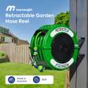Macnaught Retractable Garden Hose Reel, 60 Ft Water Hose Reel Heavy Duty Retractable Hose with Metal 180 Swivel Rotation Bracket for Wall Mount - Green