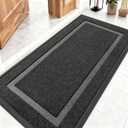 OLANLY Front Door Mat Indoor Outdoor Entrance, Waterproof All-Season, All-Weather Doormat, Sturdy Natural Rubber, Fade Resistant, Low Profile, Easy Clean Patio Porch Entryway Mat, 47x23, Black