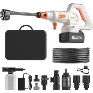 Cordless Pressure Washer Battery Powered; 1200PSI Cordless Power Washer with Brushless Motor, 4.0Ah Battery, 6-in-1 Nozzle, 3 Level; Handheld Portable Pressure Washer (Glacier White)