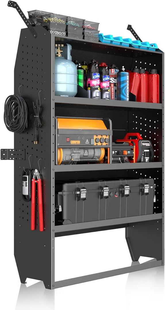 42" W x 60" H x 13" D Cargo Van Shelving Storage System Fit for Ford Transit, Ram Promaster, Nissan NV, Mercedes-Benz Sprinter Medium/High Roof