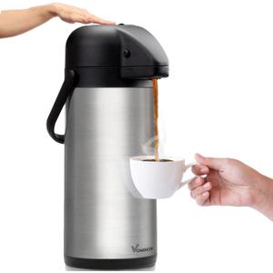 85 oz (2.5L) Airpot Coffee Carafe with Pump, Insulated Stainless Steel Coffee Dispenser, Coffee Carafes for Keeping Hot/Cold, Hot Beverage Dispenser for Party (84.5 Ounces, 1 Pack)