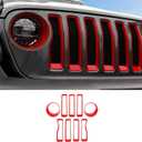 JeCar Red Grille Inserts & Headlight Cover for 2018-2022 Jeep Wrangler JL Sport & Sport S Only (Not for Jeep Gladiator JT and some Wrangler JL models)