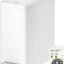 EKO Slim Small Bathroom Can with Lid, Stainless Steel Small Garbage Can with Removable Inner, 6L / 1.6 Gal, Step On Bin (White)