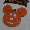 Halloween Mouse Pumpkin Lantern - Porch Decor with Light, Wreath & Indoor Window Decorations
