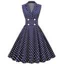 Women Vintage Polka Dot Retro Swing Dress 50s Style Dresses Sleeveless Swing Dresses for Party Evening Dress Audrey Hepburn Dress Cocktail Work Casual Theme Party Homecoming Navy Blue Polka Dot L
