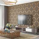 High-Grade Deerskin Velvet 3D Wallpaper Nordic Geometric Lines Modern Minimalist Vertical Stripes Living Room TV Background Non-Woven (Coffee Gold Wallpaper 98506)