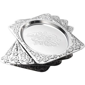 4-Pack Small Silver Serving Trays Set - ZENOVLUX Oval Vintage Engraved Mirror Decorative Tray, 11.4" x 7" Party Platters for Easter, Food, Appetizer, Charcuterie, Cookies, Desserts