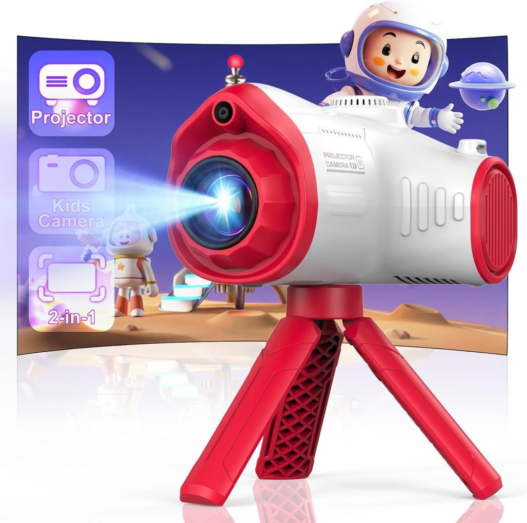 Kids Camera, Camera for Kids with Projector, Offers Projection, 48MP Photography, 1080p Video Recording, Kids Digital Camera Christmas Birthday Gifts for Boys Girls Age 3+ (Red)