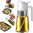 TrendPlain 16oz/470ml Glass Olive Oil Sprayer for Cooking – 2 in 1 Olive Oil Dispenser Bottle for Kitchen Gadgets and Air Fryer Accessories, Salad, BBQ - White