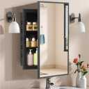 NLShan Medicine Cabinet Mirror for Bathroom: Recessed Vanity Bathroom Cabinet with Mirror Door - Black Metal Framed and Wall Mounted Design with Adjustable Shelves for Bathroom Storage - 16x24 inch