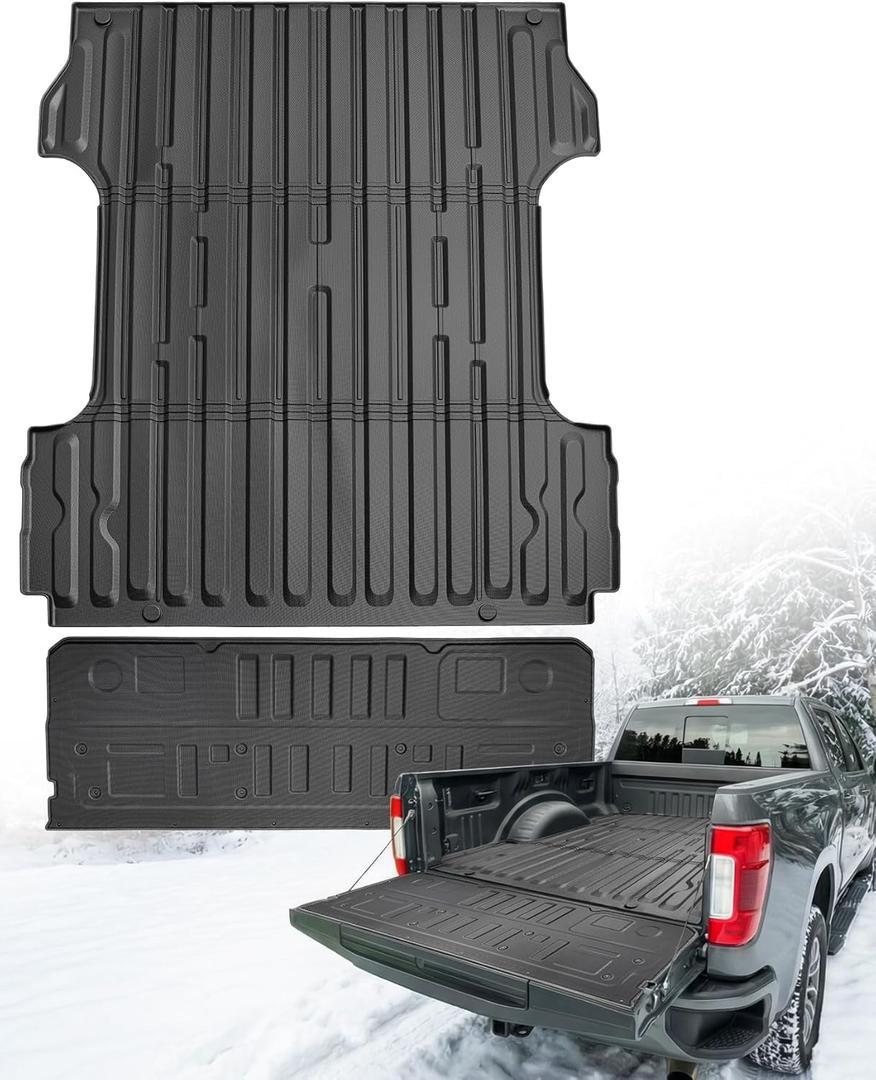 for Ford F250/F350/F450 2023-2026 Super Duty Floor Mats 6.8FT, 81.9" Bed Truck Bed Mat Tailgate Mat (Only Fit Standard Tailgate) All Season Weather TPE Truck Bed Liner 2024 2025 Accessories