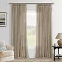 Tan Pinch Pleated Linen Curtains 102 Inches Long for Living Room Bedroom Dining Pinch Pleat with Hooks Rings for Track Back Tab Light Filtering Boho Farmhouse Semi Sheer 102 Inch Sliding Door Curtain