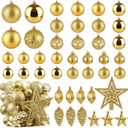 Christmas Ball Ornaments - 43pcs Shatterproof Christmas Tree Decorative Hanging Ornaments with Loop for Xmas Holiday Party Wreath Home Decoration, Gold (Combo of 10 Ball and Shaped Styles)