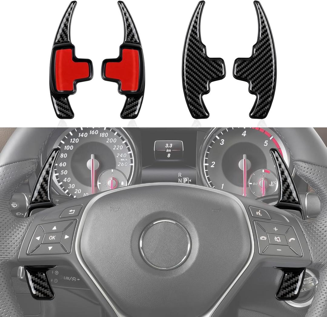 2PCS Steering Wheel Paddle Shifter Extensions Trim Carbon Fiber Decal Sticker Compatible with Mercedes Benz A B C E M SL Class GLA GLK SLK CLA CLS W176 W204 S204 X204 W212 W246 Accessories (Black) 2PCS Steering Wheel Paddle Shifter Extensions Trim Carbon Fiber Decal Sticker Compatible with Mercedes Benz A B C E M SL Class GLA GLK SLK CLA CLS W176 W204 S204 X204 W212 W246 Accessories (Black)