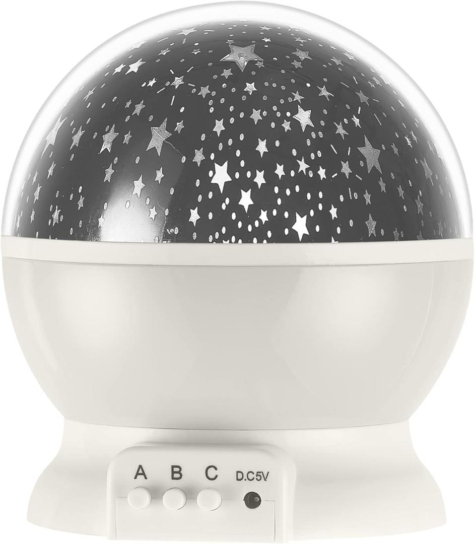 Globe Electric 13766 LED Integrated Color Changing Space Projector Night Light, 4 Interchangeable Projection Patterns, Removeable Dome Diffuser, USB or Battery Powered, Bulb Not Included