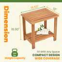 Jurax Solid Wood Outdoor Side Table, 2-Tier End Table - Golden Teak, 16.9"H x 13"W x 16.5"L