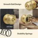 Brushed Gold Flat Ball Door Knob with Lock, Keyless Privacy Round Design Doorknob for Bathrooms/Bedrooms, Satin Brass Finish