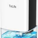 ToLife Dehumidifiers for Home 30 OZ Water Tank with Auto-Off 500 sq.ft Portable Small Dehumidifier for Bathroom Bedroom RV Closet Room 7 Colors LED Light, White