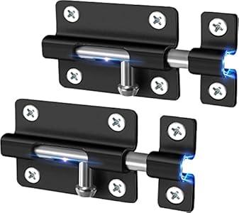 Door Security Slide Latch Lock with 12 Screws , 2 Pack Keyless Entry , Thickened Heavy Duty Steel Sliding , Easy to Install Gate