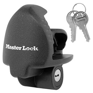 Master Lock Black Universal Size Trailer Hitch Lock, Trailer Coupler Lock for Securing RV’s, Horse Trailers, Tool Trailers and More, 379ATPY