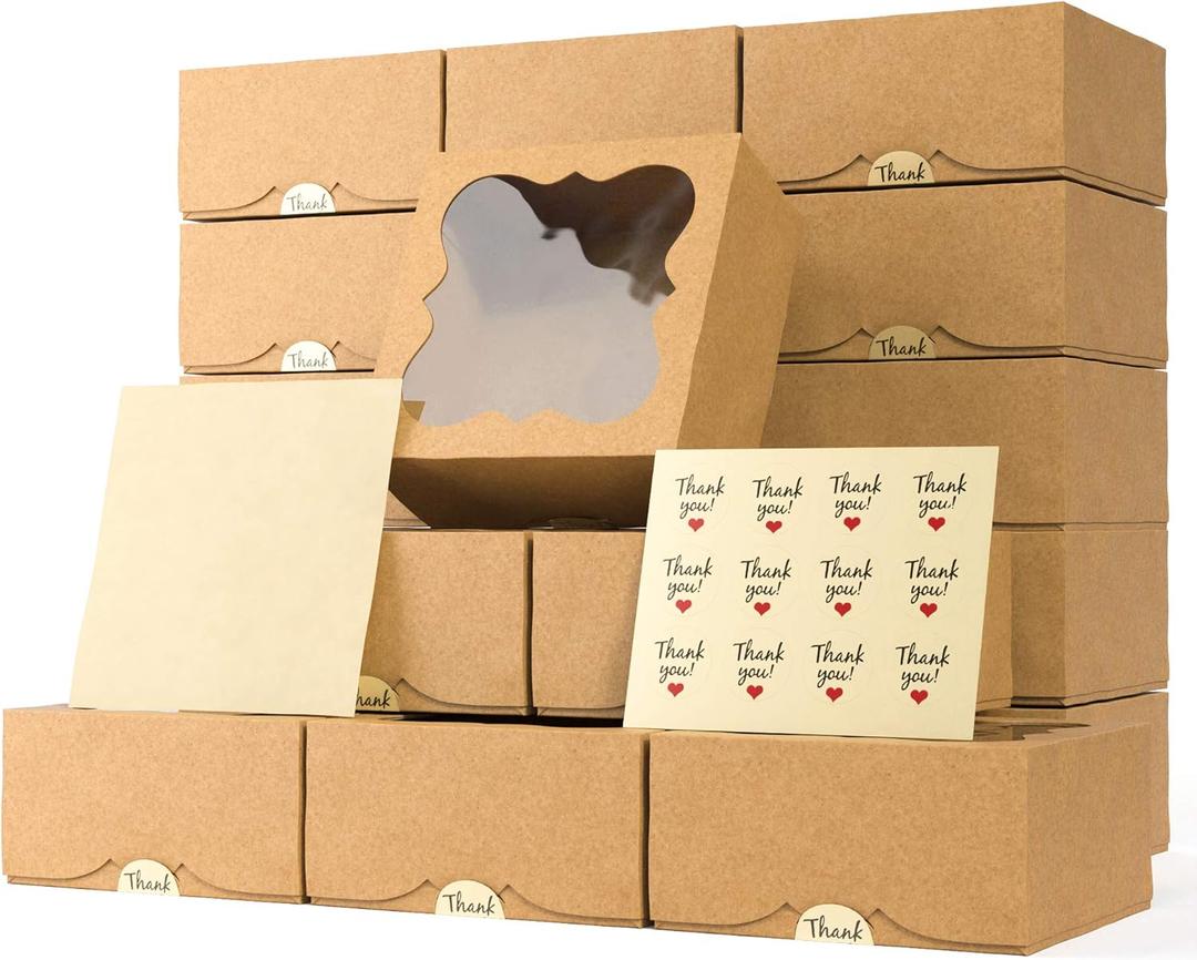 20 Pack Cookie Boxes for Gift Giving  6X6X3 Inches Bakery Boxes with Window - Extra Thick Small Cookie Containers for Treats, Desserts, Strawberries, Cupcakes, Candy, Charcuterie, Baked Goods, Pastry