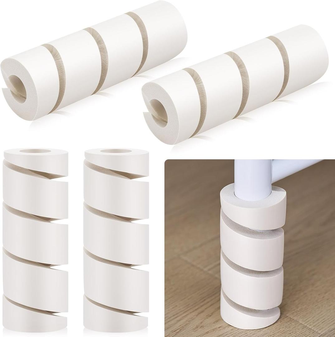 ReliThick 4 Pcs Bed Frame Toe Protectors 6" Bed Frame Leg Covers Feet Protectors to Keep Your Toes from Hard Furniture Legs Corner Guards, No Adhesive or Glue (White)