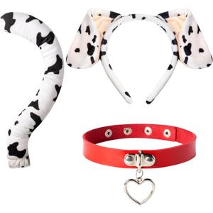 Spooktacular Creations Halloween Black Cat Dalmatian Fox Costume Accessories Set with Ears Headband with Choker Bow Tie Tail
