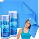 2 Pack Swim Chamois Towel Water Absorbent Quick Dry Towel Shammy Chamois Cloth for Swimming Car Drying Diving Water Sports Beach Shower Pool Swimmer Gift, 13 x 17 Inches (Blue)