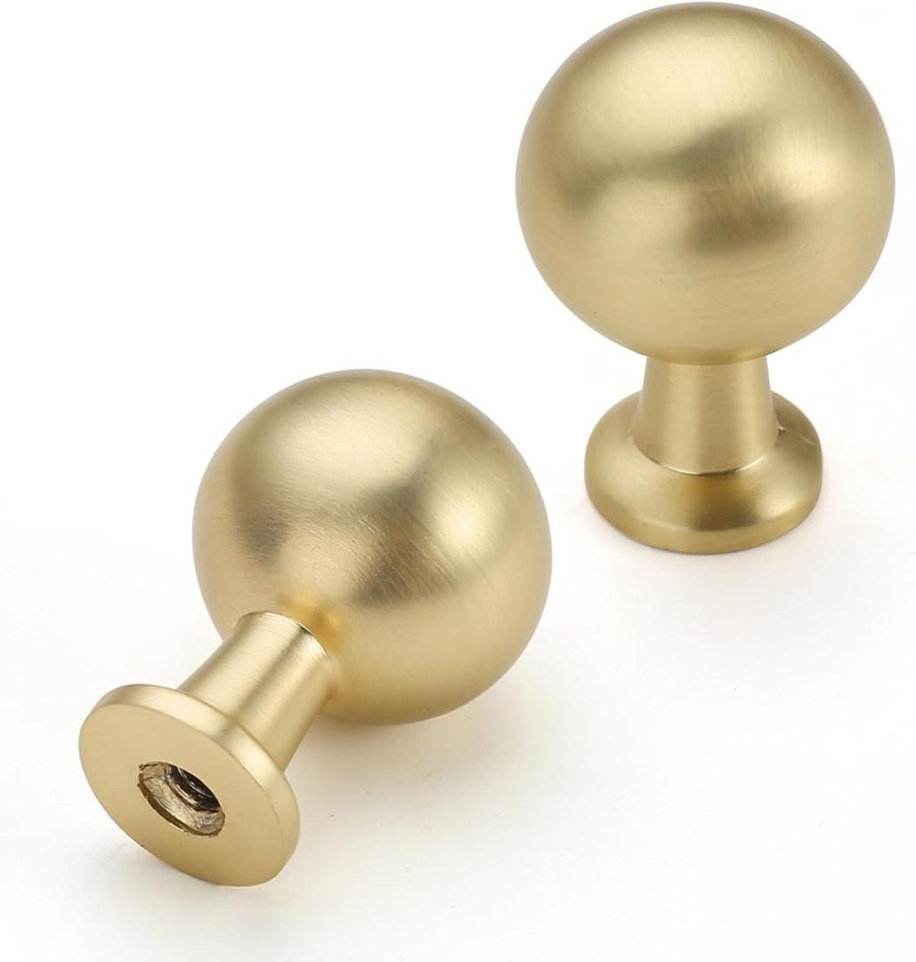Asidrama 10 Pack Brushed Gold Kitchen Cabinet Knobs Dresser Knobs Drawer Knobs Cabinet Hardware Zinc Knobs for Dresser Drawers, Single Hole Knob