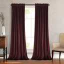 Roslynwood Super Soft Gold Brown Velvet Curtains Blackout Curtain Thermal Insulated Curtains for Bedroom Living Room DarkeningLuxury Drapes Privacy, Gold Brown, W52 x L90 inches, 2 Panels (52"W x 90"L (Pack of 2), Ruby Wine)