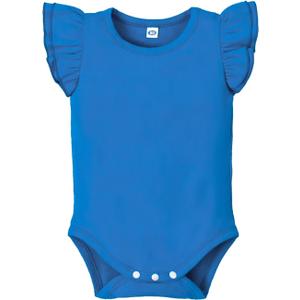 Magic Park Infant Girl Romper Baby Girls Solid Color Bodysuit Toddler Ruffle Jumpsuit Shirts Casual Tops Baptism Shirt (9-12 Months, Blue)