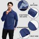 Men's Business Long and Short Sleeve Polo Shirts Mercerized Cotton Blend Casual Stylish Collared Shirts (Blue, L)
