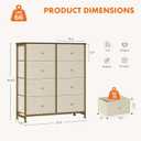 Sweetcrispy 8 Drawer Fabric Dresser, Tall Storage Tower for Bedroom, Khaki, 31.5"D x 11.8"W x 36.4"H