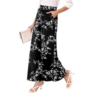 lionstill Palazzo Pants for Women High Waist Flowy Wide Leg with Pockets (Black, M)