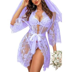 Avidlove Lingerie Valentines Women's Lace Kimono Robe Babydoll Lingerie Swimsuit Cover Up Rose Red, XL Avidlove Lingerie Valentines Women's Lace Kimono Robe Babydoll Lingerie Swimsuit Cover Up Rose Red, XL