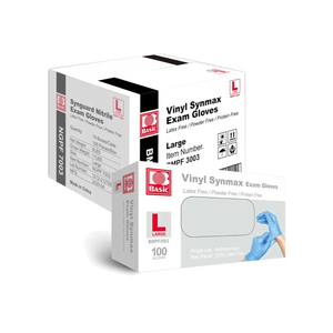 Medical Synmax Vinyl Exam Gloves - Latex-Free & Powder-Free Disposable Glove - Large, BMPF-3003(1000 Pcs)
