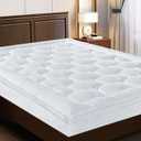 EASELAND Full Size Mattress Topper Pillow Top Mattress Cover Quilted Fitted Mattress Protector Cotton Top 8-21" Deep Pocket Extra Thick Mattress Pad (54x75 Inches, White)