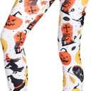 Halloween Pumpkin Spider Web Print Stretch Peach Butt Stretch Leggings (Small)