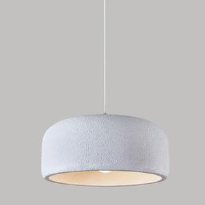 White Wabi Sabi Pendant Light Concrete Cement Look Modern Hanging Lamp Large Industrial Drum Pendant Lighting Fixture Scandinavian Chandeliers for Dining Room - 27"