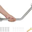 20 Inch Bathroom Grab Bar, Satin Brushed Nickel Angled Grab Bar with Anti-Slip Knurled Grip, Stainless Steel Bath Balance Bar, 1.0" Tube Safety Hand Rail Support, Handicap Elderly Assist Bath Handle