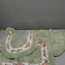 3 x Drydiet 3 Pcs Rose Flowers Bathroom Rugs Set Coquette Room Decor Floral Bath Mat U Shaped Toilet Rug Non Slip Absorbent Floral Bath Carpet (Green)