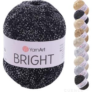 YarnArt Bright Metallic Glitter Yarn  80% Polyamide 20% Metallic Polyester, 90g 340m, Soft Sparkle Fiber for Crochet, Lace, Summer Tops & Accessories  4 mm Needle & Hook (107, Black Silver)