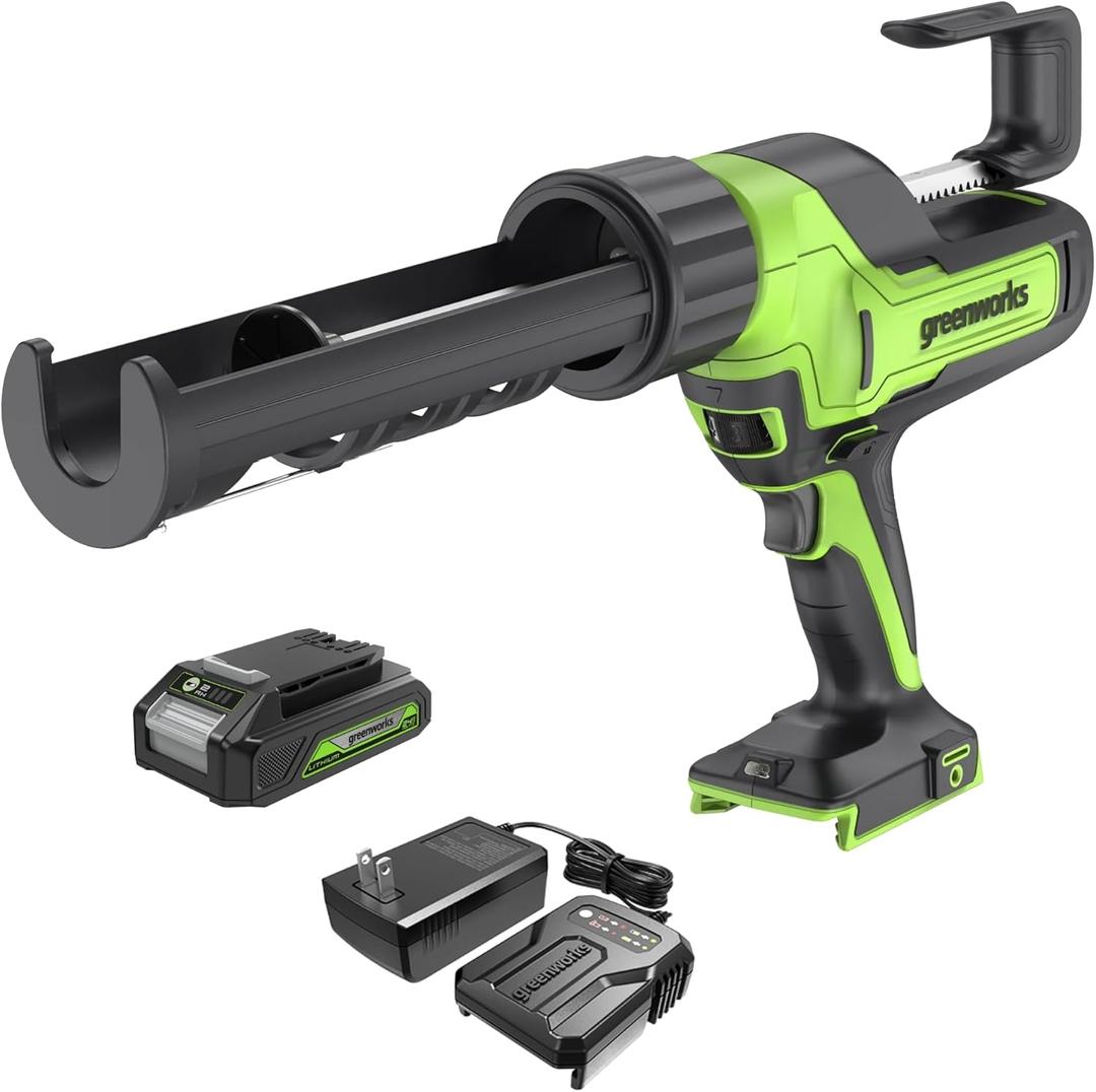 Greenworks 24V Cordless Caulk Gun 6-Speed Anti-Dripping with 2Ah Battery and Changer
