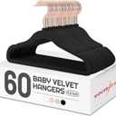 HOUSE DAY Velvet Baby Hangers for Closet, Kids Hangers Velvet 60 Pack, Non Slip Toddler Hanger 11.8 Inch, Durable Childrens Hanger for Newborn Baby Clothes- Black
