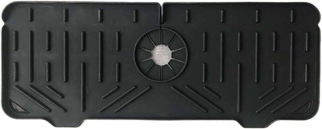 XTYPE Kitchen Silicone Faucet Mat Sink Splash Guard Faucet Drainage Mat Drying Pad Kitchen Bathroom Countertop Protection Mat (Color : Black)