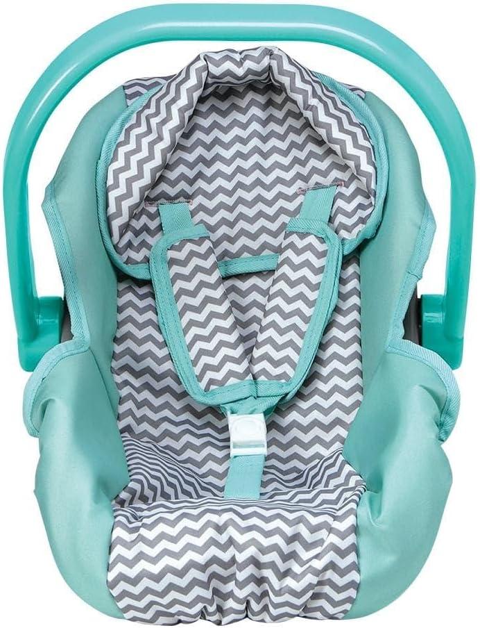 Adora Zig Zag Baby Doll Car Seat Carrier Removable Cover, Machine Washable and Fits Most Dolls & Plush Animals Up to 20, Birthday Gift for Children Ages 2 and Up - Green Mint (Green Handle)