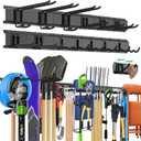 "96 Garage Tool Organizer Wall Mount - Heavy Duty 1020 lbs Metal Storage Rack, Easy Install Adjustable Hooks for Garden Tools Brooms