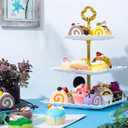 6 Sets of 3 Tier Plastic Cupcake Stand, White Plastic Tiered Serving Stand for Cupcake Stands for Dessert Table Mini Cake Fruit Snack Square Dessert Display Trays for Wedding Birthday